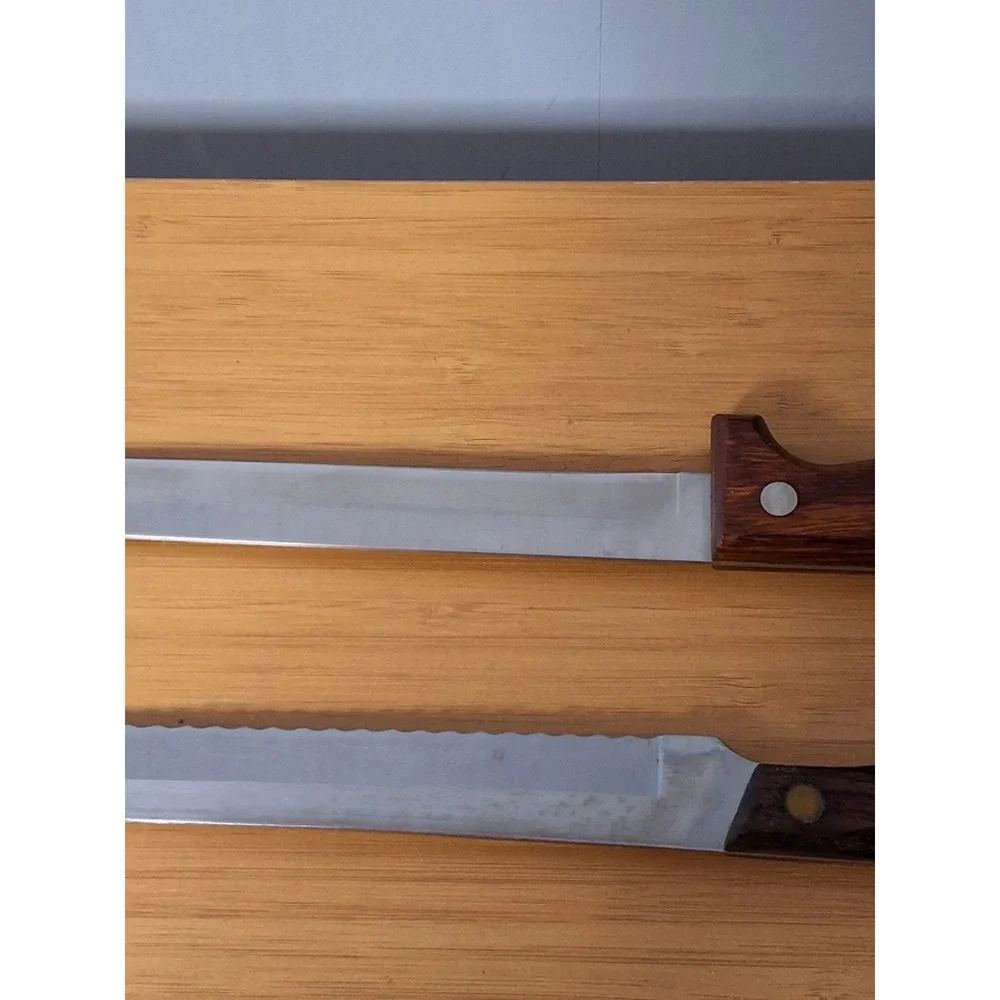 Vintage‎ Pair Of Wooden Handle Knives. Mighty Oak By Imperial & Lifetime Cutlery